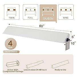 Bedluxe Queen Bed Wedge Pillow for Headboard, Wedge Pillow Headboard, Pillow Wedge for Headboard Gap, Bed Gap Filler- Fill The Gap (0-7) Between Headboard and Mattress (Air-Layer White, 60x10x6)