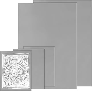 5 Stück Linolschnitt Platten Weichgummi Linoldruck Platte zum Gravieren Linoleum Platte 2A4+3A6 Linoldruck Set PVC Linolplatten für Linolschnitt Stempel Bastel Druckprojekte (Grau)