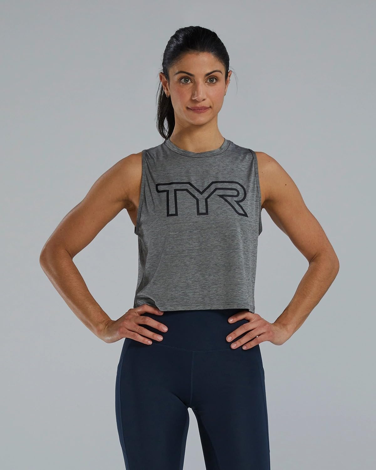 TYR FPCTSO3A966M W Crop Tank Medium Grey Heather M