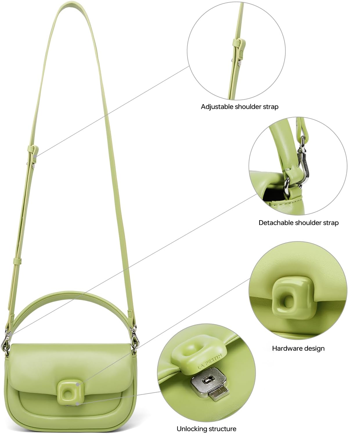 LA FESTIN Small Crossbody Purse for Women Leather Crossbody Bag Mini Clutch Handbags - Image 6