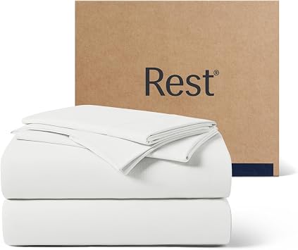 REST Evercool+ Cooling Sheet Set, Cali King, Arctic White, Breathable Bed Sheets for Hot Sleeper and Night Sweats, with Pillowcases, with Ionic+ Self-Cleaning Silver Yarn for Sensitive Skin, 4PCS