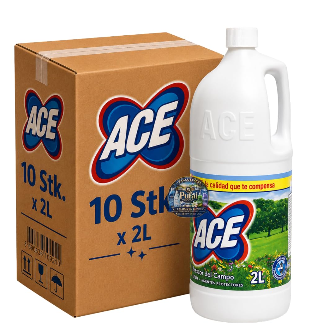 PUFAI Bundle – Frische Wiese Bleiche – Kraftvoller Reiniger mit Frischeduft für Haushalt & Wäsche, 2L, 10 Stück