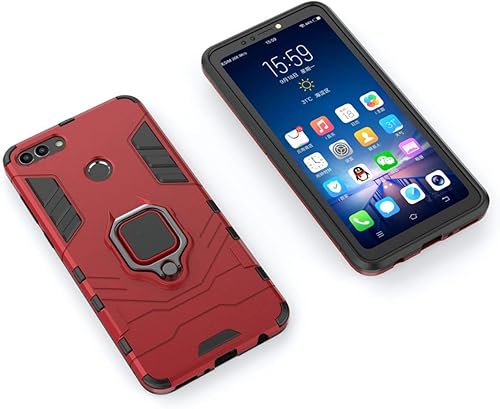 Miniatura 3 de Compatible con Huawei Y9 (2018), carcasa de metal con agarre de anillo, resistente a los golpes, carcasa rígida (funciona con soporte magnético para