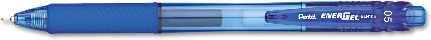 Pentel BLN105C EnerGel-X Retractable Roller Gel Pen.5mm, Blue Barrel/Ink, Dozen
