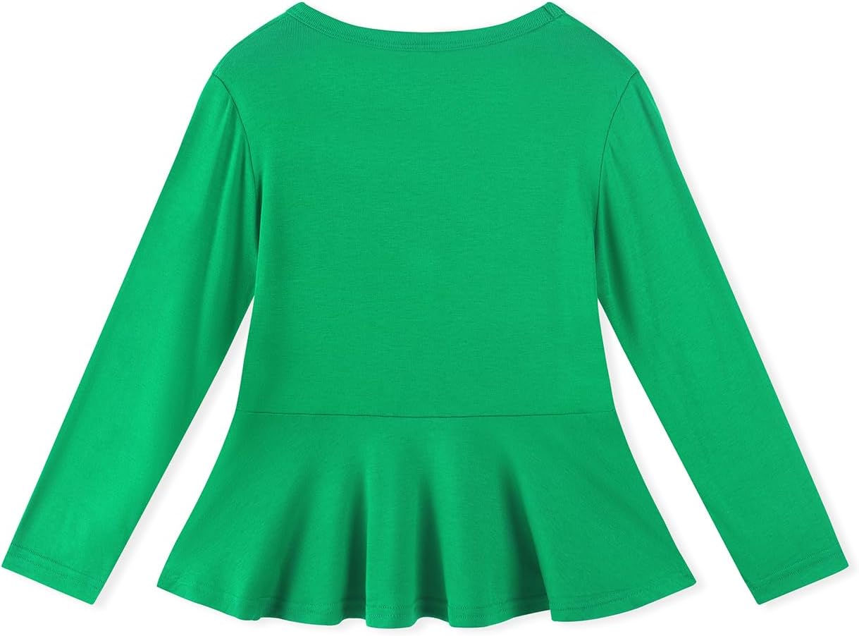 Noomelfish Girls Peplum Tunic Tops Cute Long Sleeve Shirts Blouses (5-12 Years) - Image 2