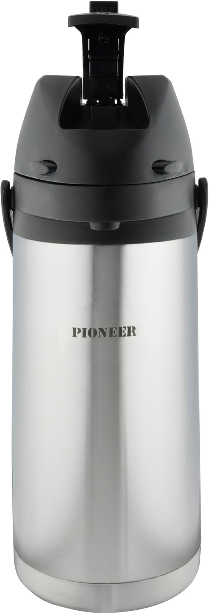 Pioneer 1.9L Termo de acero inoxidable con palanca, termo hermético para bebidas frías y calientes, dispensador de bebidas con bomba fácil de usar para eventos