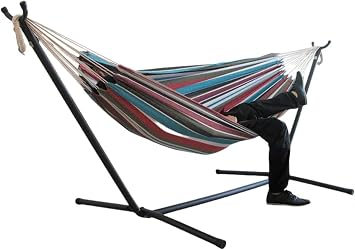 Freestanding Canvas Hammock Folding Stand Set, Double Size, Indoor, Outdoor, Hammock, Park, Travel, Outdoor, Camping, Indoor, Outdoor, Portable, Comfortable, Fashionable Hammock Stand Not Included