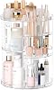 Organizador Giratorio de Maquillaje, 8 Niveles Ajustables DIY, Exhibidor de Cosméticos con Portabrochas y Bandeja para Perfume, Organizador Multifuncional para Baño o Tocador, Transparente 1
