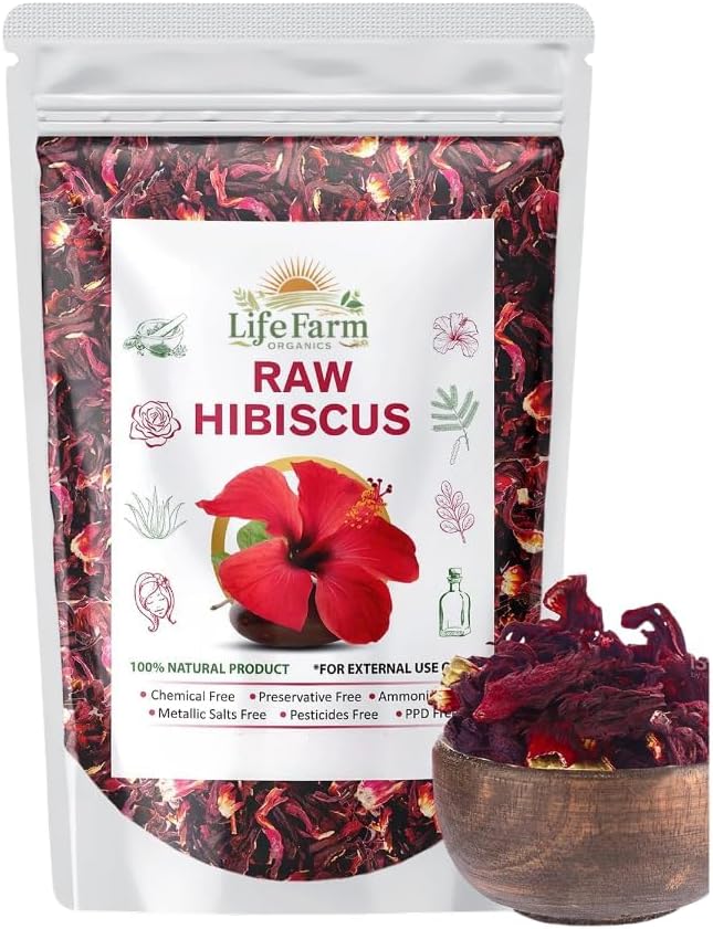 Organic Raw Hibiscus 100g | Dry Hibiscus Flower (Rosa-Sinensis) for Hair Growth & Skin Care | Gudhal Ka Phool for Face Pack & Hair Care | Pure, Natural, Unprocessed