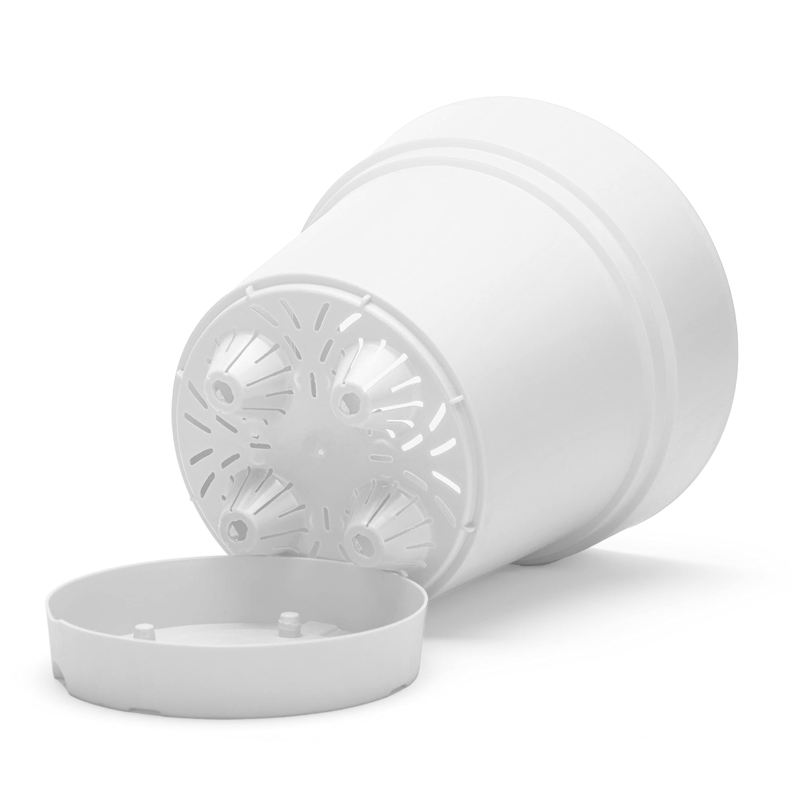 Mintra Plastic Pots for Plants, Round Planter for Indoor Outdoor Plants, Garden Pots with Saucers & Drainage Holes, Decorative Flower Pots for Patio, Home Decor, 8.5