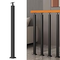 Vista 18 de 42/40/38/36/34in Square Stair Baluster Posts- 270° Adjustable Metal Railing Spindles with Flat Bracket Base and Screws Kits; Iron Posts are Suitable