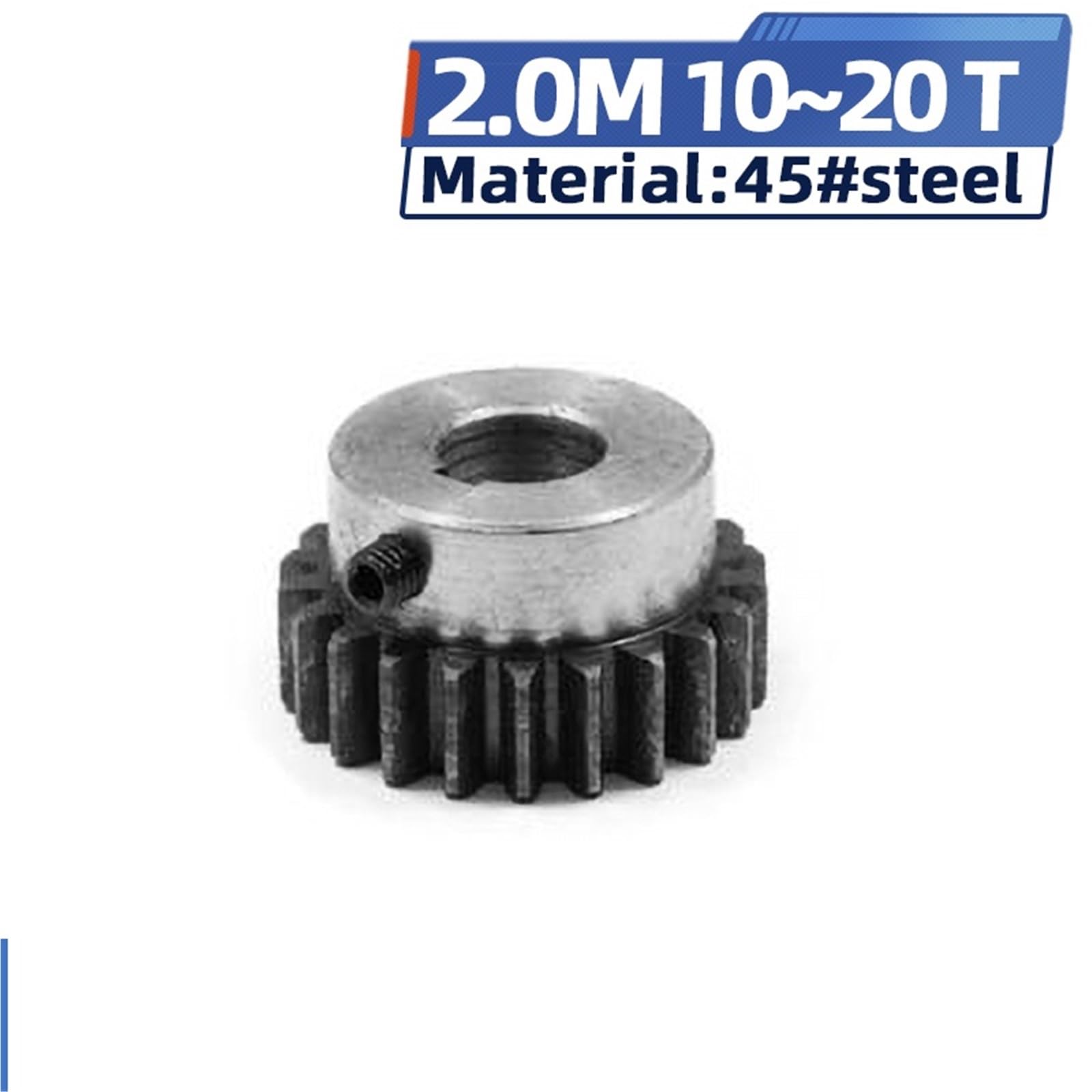1 pignon convexe à 2 moules, 10-20 dents, crémaillère à denture droite, alésage intérieur standard 8/10/12/14/15/16 mm for ingénierie de précision(12T-hole8)