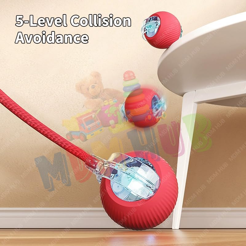MDM HUB Interactive Cat Toy - Cat Toys for Indoor Cats Smart Silicone Rolling Ball with Tail,Bird Sound,Obstacle Avoidance and Motion Activated (Multicolor) (Large, HIGH Speed) 4