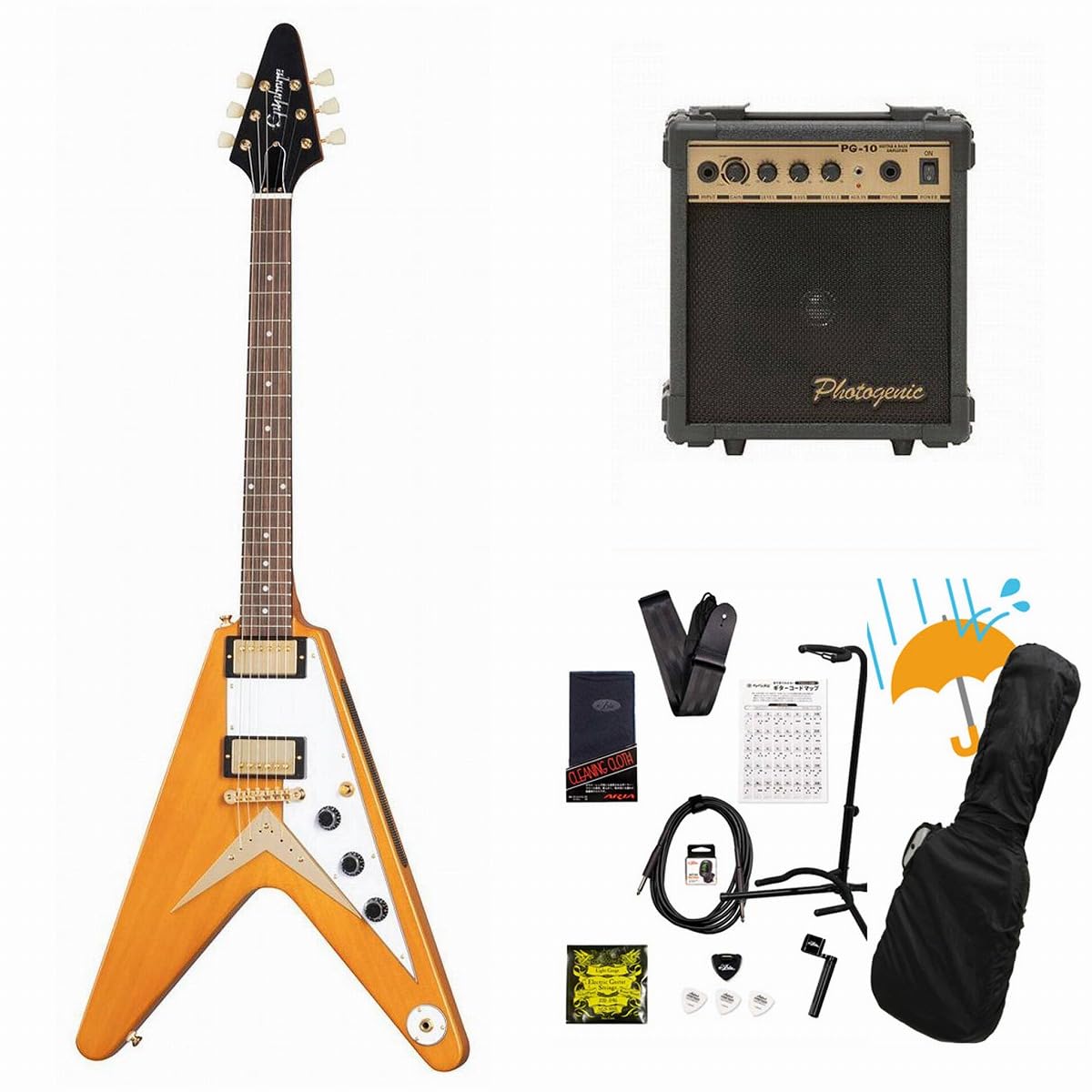 ギター Epiphone by Gibson '58 Korina Flying V Epiphone 1958 Korina Flying V Outfit Electric Guitar Aged