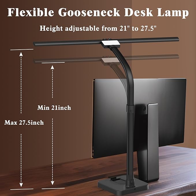 GAEFURY LED Desk Lamp for Home Office, 24W Bright Desk Lamp with Phone Holder Base - 25 Lighting Modes Eye-Caring Desk Light Adjustable Gooseneck Lamp for Workbench Drafting Reading Study photo 3