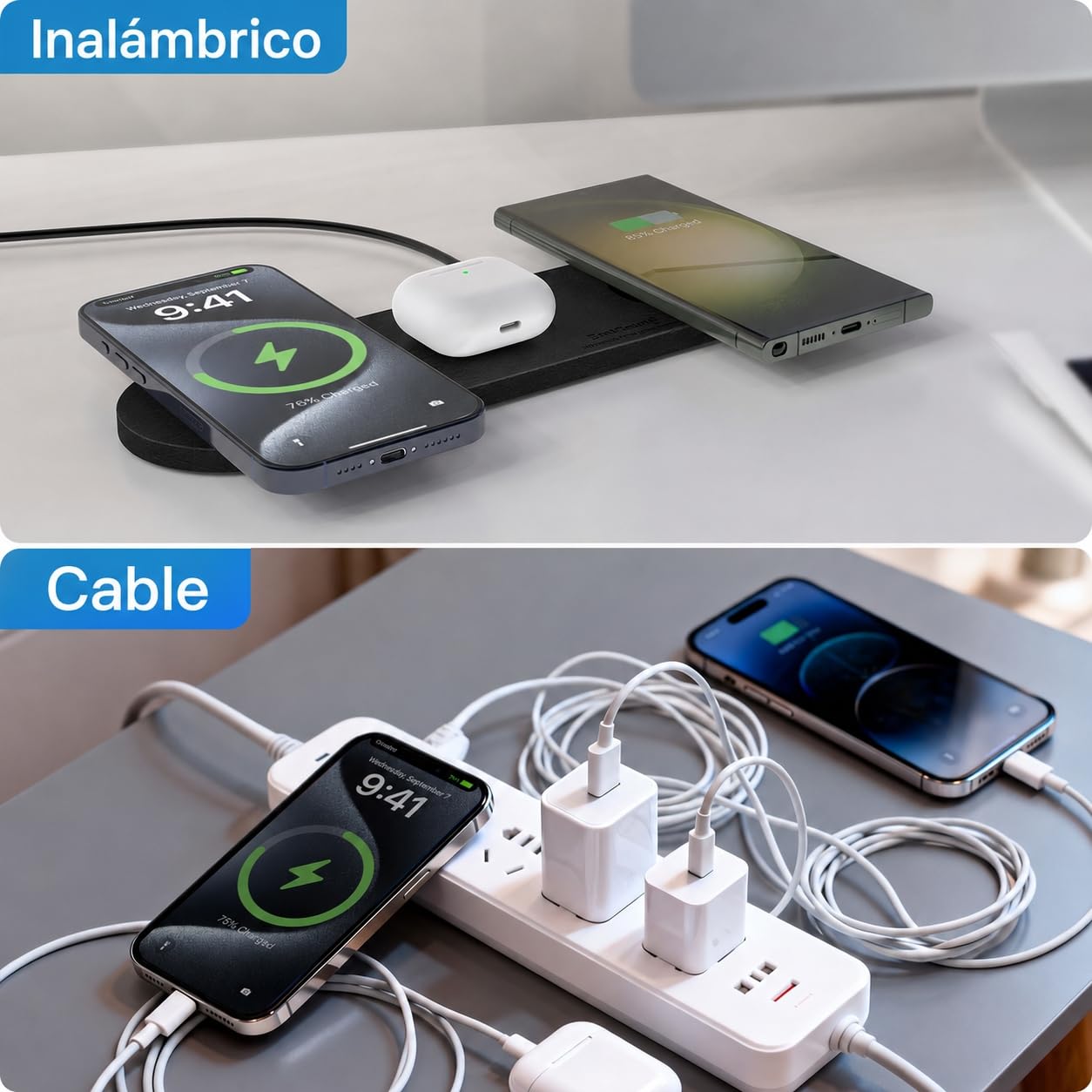 ZealSound Cargador Inalámbrico 3 en 1, 3 Dispositivos, iPhone y Samsung