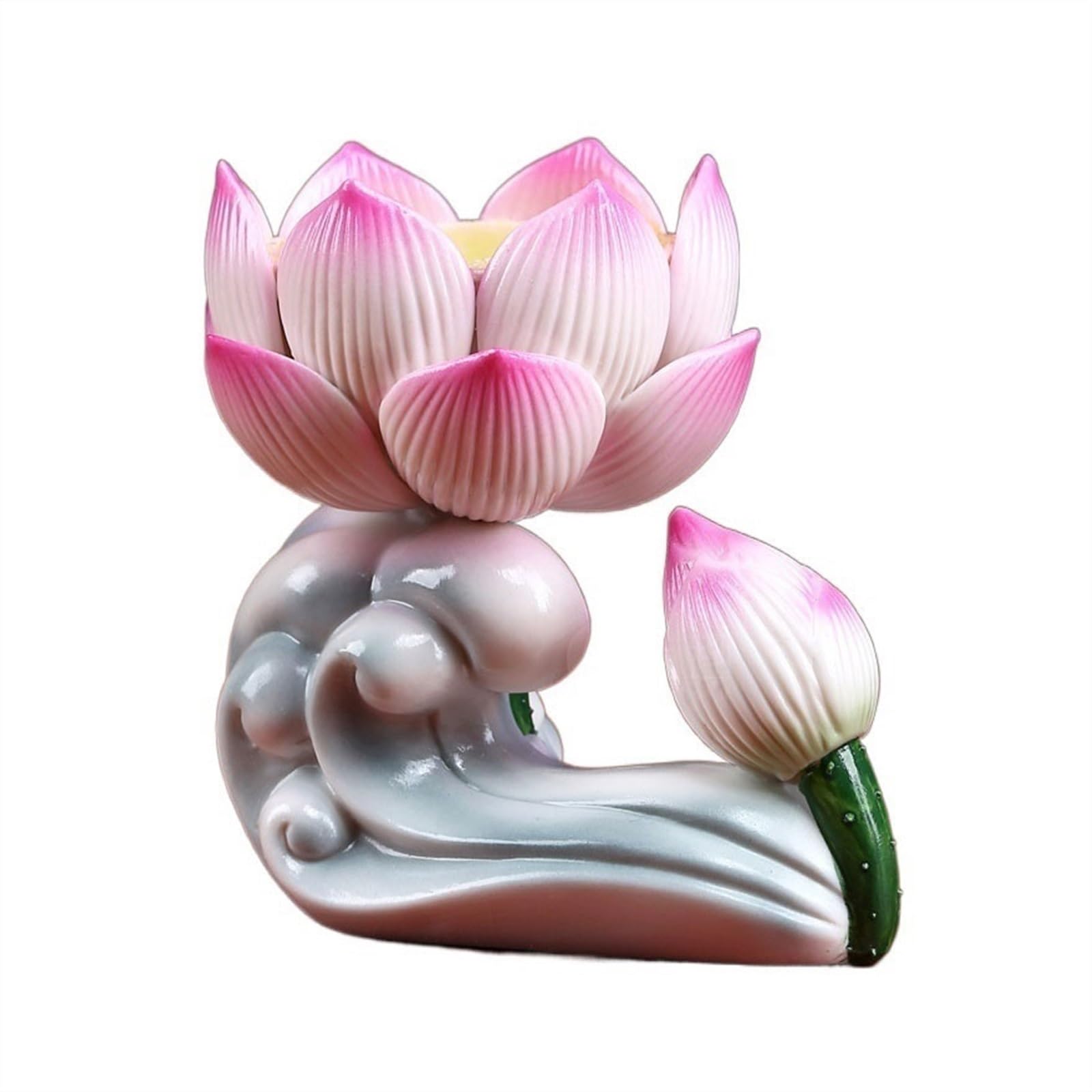 Candle Holder Exquisite Ceramic Candle Holder Lotus Shaped Table Decoration Handicraft Decorate Candlestick