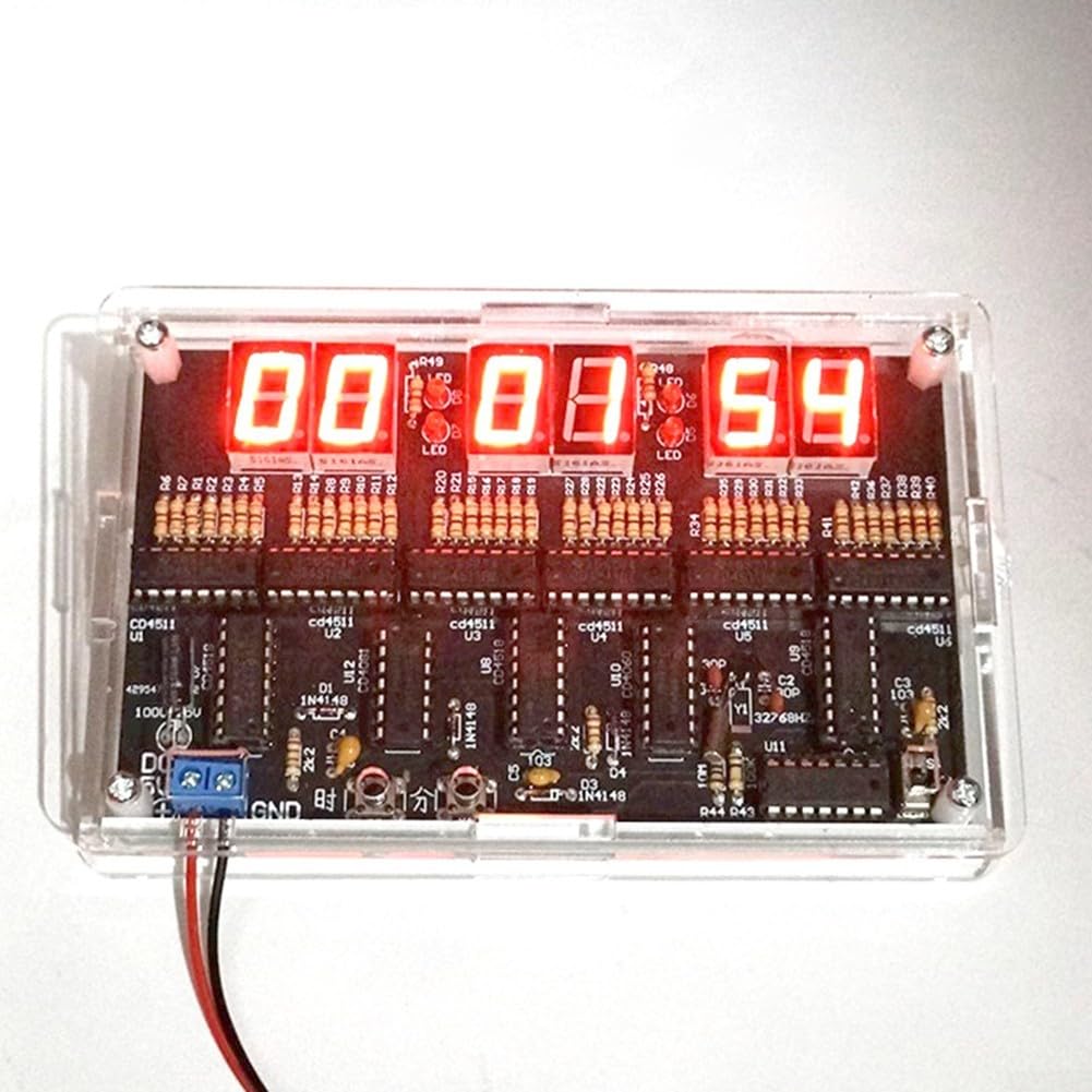 Kit orologio digitale a circuito 6Bit per DC 4 5V 5 5V Power Use con saldatura pratica e per insegnamento formazione parti elettroniche (parti + guscio)
