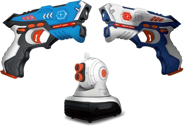 Think Gizmos 1-2 Player Infrared Laser Gun Projector Game - Includes Wall Image Projector, Set of 2 Laser Tag Guns, 3 Target Cartridges for Duck Hunt Style Shooting Games for Ages 4+