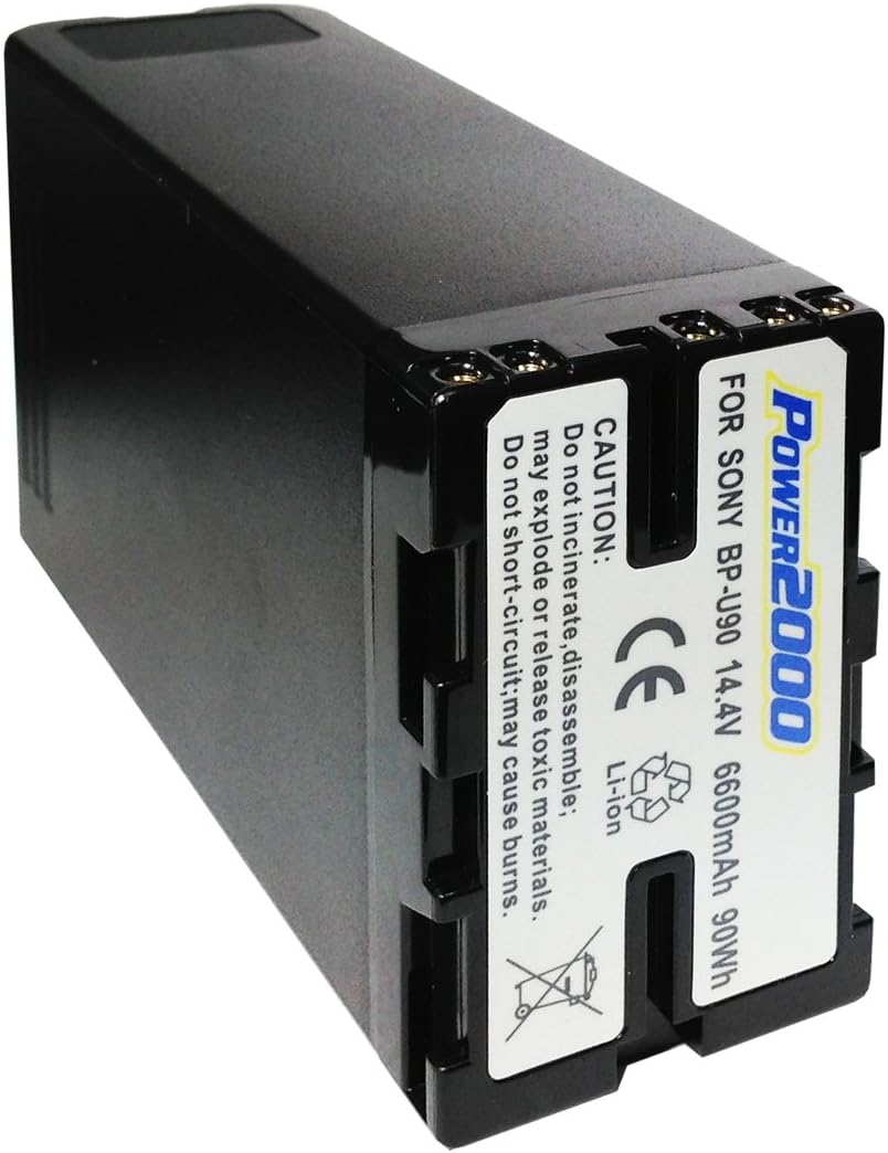 Power 2000 brand replacement for Sony BP-U90, BP-U90 CAM, PMW-EX1, PMW-EXR, PMW-EX3, PMW-EF3, 14.4v, High capacity 90Wh