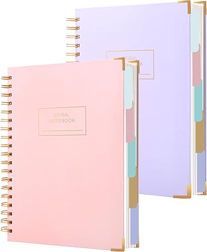Miniatura 9 de Cuaderno de espiral de tapa dura con pestañas de 8 x 10 pulgadas, diarios grandes con líneas en espiral para mujeres con divisores, 240 páginas, D