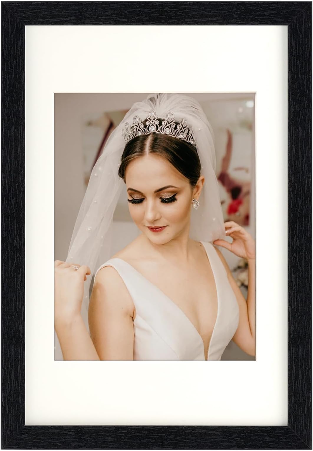 ORIVAN8x12 Picture Frame Wood Display Picture 6x8 with Mat or 8x12 without Mat Distressed Black Photo Frame for Wall and Tabletop Decoration