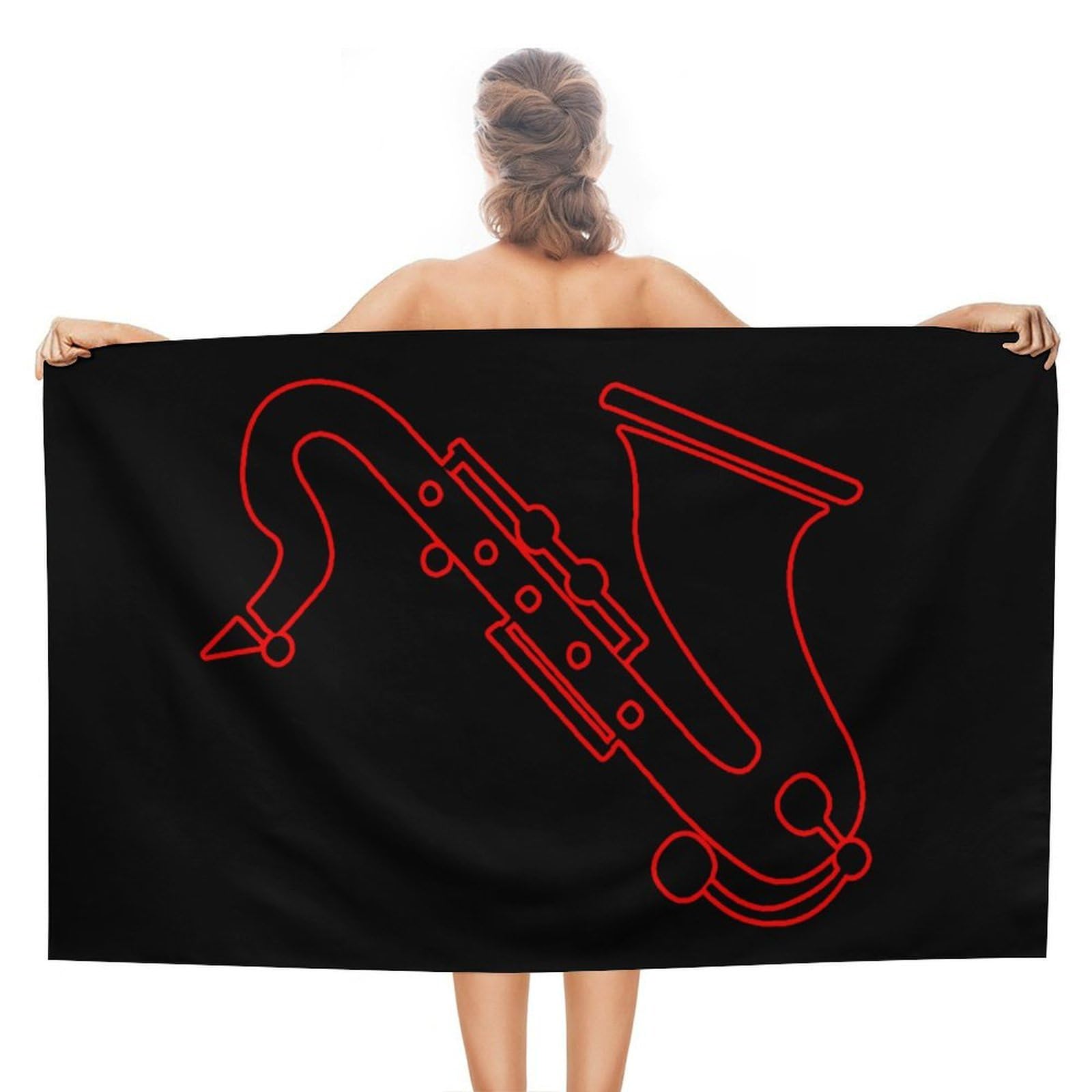 CGSBNGHA Saxophone Print Beach Towels Soft Bathroom Bath Pool Swim Towels for Women Men