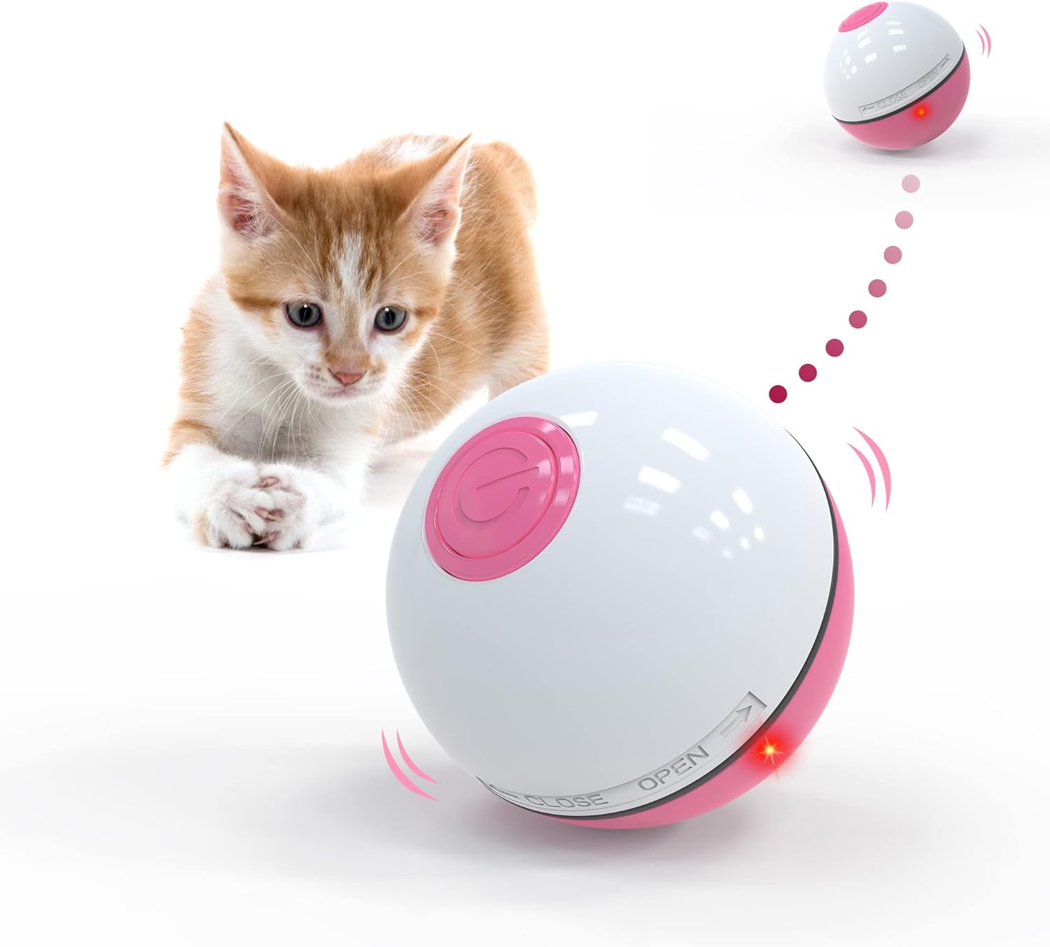 Interactive Cat Toy Ball with LED Light & Catnip,Ring Bell Feather Toy