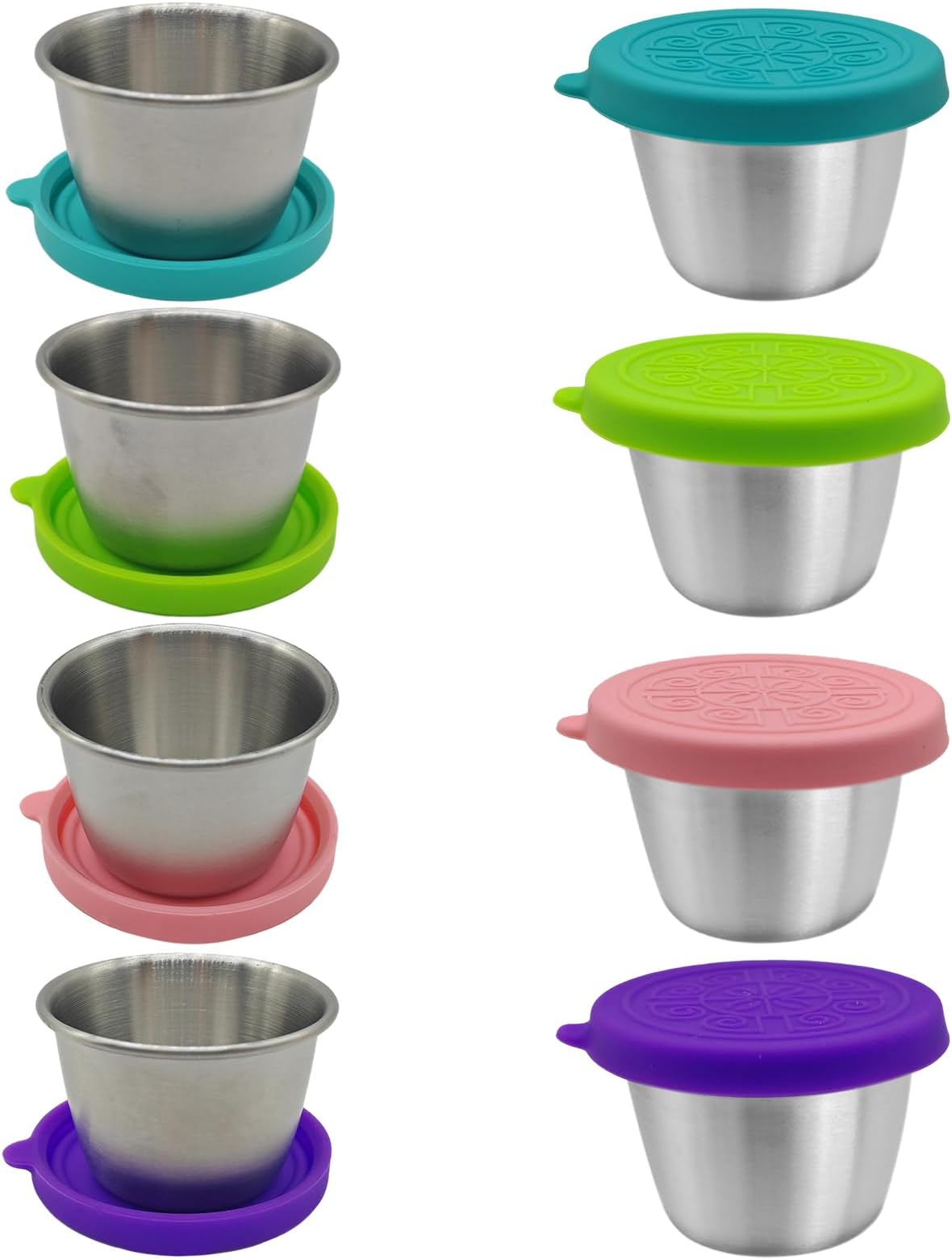 12pcs Stainless Steel Sauce Containers with Silicone Lids | Mini Airtight Food Storage Cups