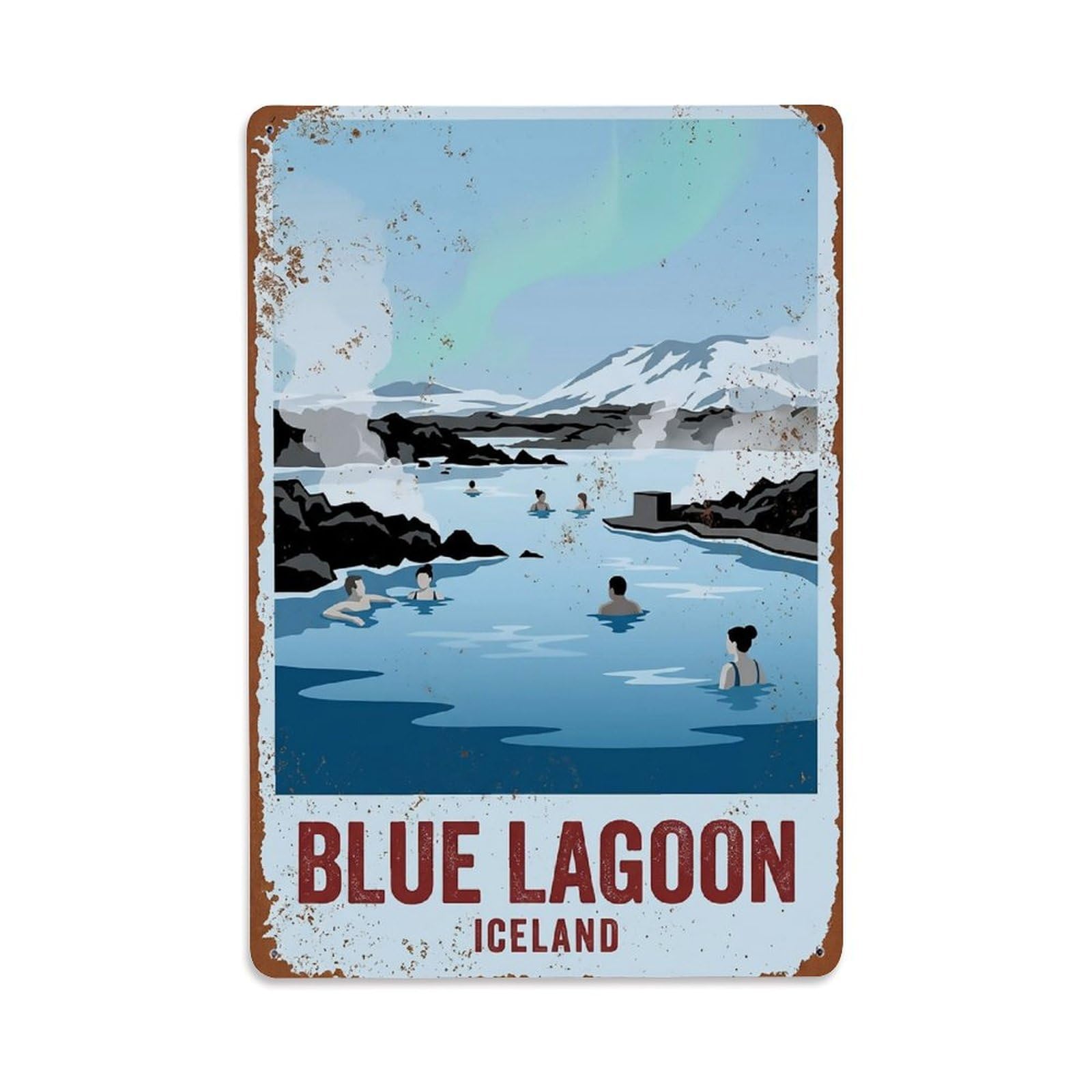 Vintage Travel Blue Lagoon Iceland Spa Metal Tin Sign