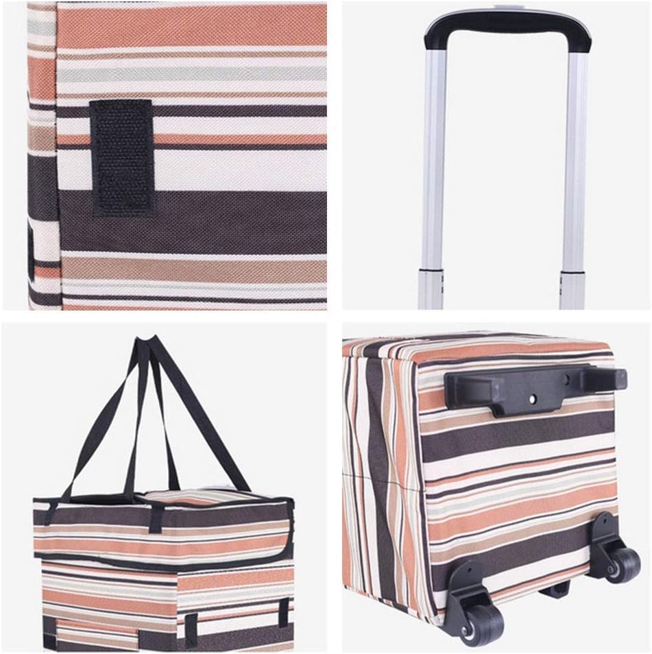 Foldable Trolley Shopping Bag-Waterproof Folding Practical Cart with Teleshandles and Wheels Travel Vacation Camping Beach Picnic Laundry Luggage