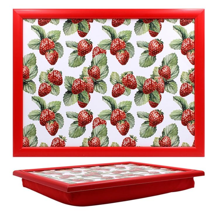 Tamersgifts Cushioned Laptrays Lap Tray TV Dinner Bean Bag Padded Cushion Gift (Strawberry Laptray) — image 1
