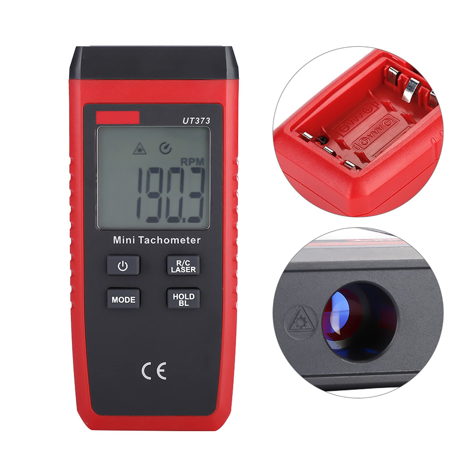Non Digital Tachometer RPM Meter, Wide Measuring Range, Auto Ranging, LCD Backlight, for Mechanic