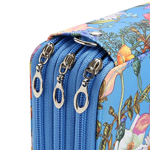 Image of 72 Slots Pencil Case Organizer w /Removal Handle Strap | 3-Layer Zipped Pencils Box Large for Colored Pencils Watercolor Pencils for Office and Travel for Artist