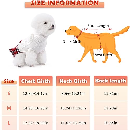Miniatura 2 de YUDODO Vestido suéter para perros pequeños con corbatín de cuello alto, vestido de punto para perro, ropa de invierno para mascotas, suéter cálido