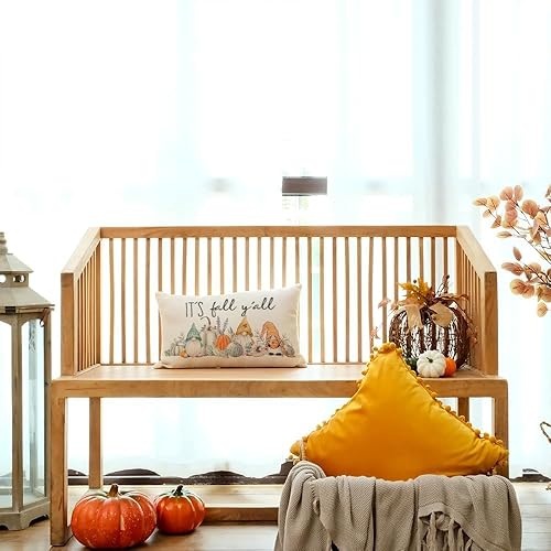 Miniatura 5 de AACORS AA180-12 - Funda de almohada de otoño de 12 x 20 pulgadas, diseño floral de otoño y Acción de Gracias, diseño de gnomos de calabaza, para