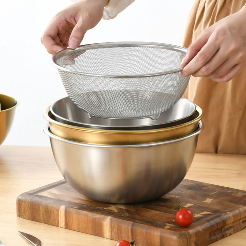 Healeved Colador De Acero Inoxidable Cuenco De Limpieza Ideal Para Arroz Frutas y Verduras