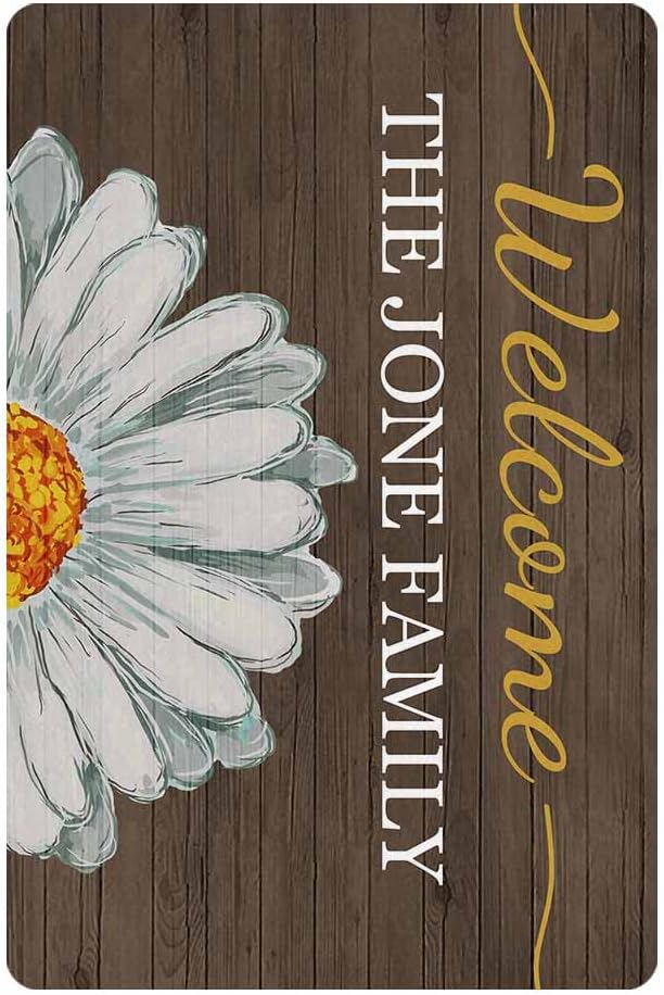 MyPupSocks Custom Door Mat, Personalized Rug Welcome Daisy Name Doormat Door Mat Floor Rug Indoor Outdoor Front Entrance Bathroom Living Room Non Slip Decor 24x16 Inches