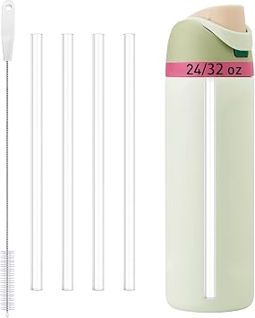 4 Pack Reusable Straws for Owala water bottle 24oz | 32oz | 40oz, for Owala Straw Replacement, Food Grade & BPA Free,Dishwasher SafeClear, 24/32oz