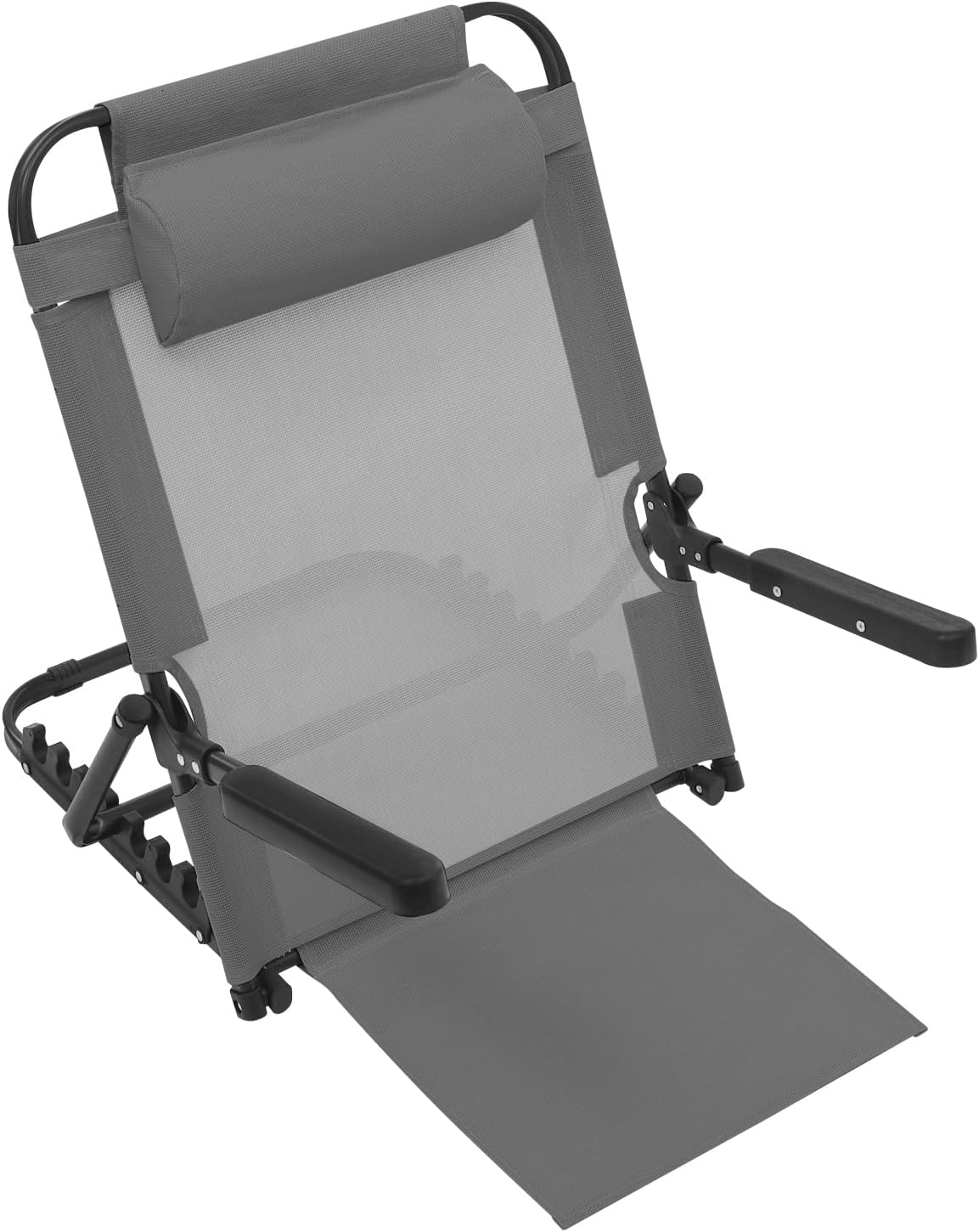 PERFERATE Adjustable Lifting Bed Backrest Support 220Lbs Large Folding Bed Rest Sitting up with Pillow and Armrest Change Angle Multifunction Portable Chair for Beach, Patient, Elderly