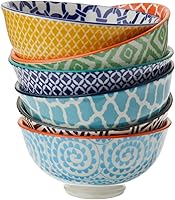 Certified International Chelsea 4.75" Porcelain Bowls Set of 6 - Vibrant Mix & Match Small Serving Bowls for Dips, Snacks, Nuts