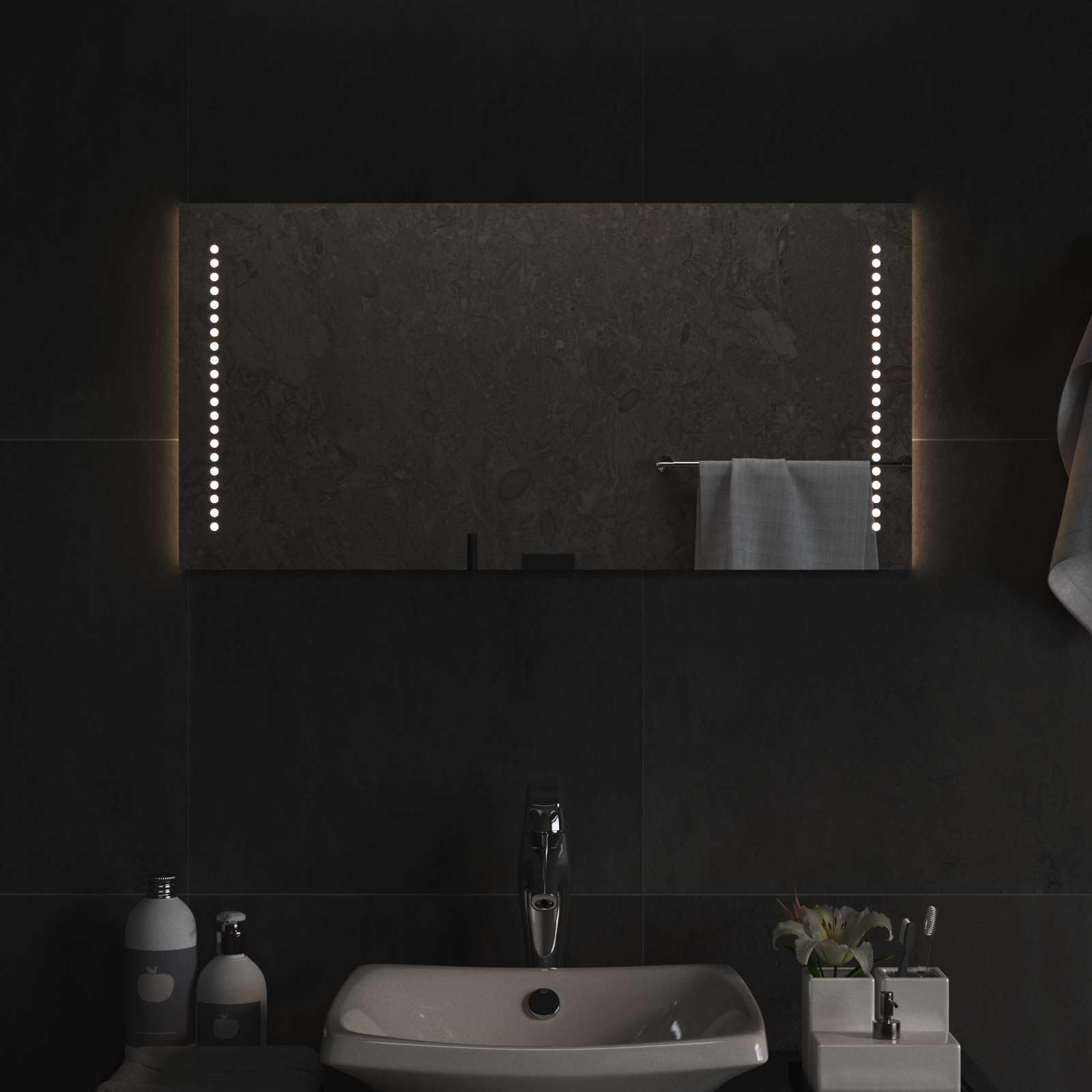 Rahmenloser LED-Badezimmerspiegel 80x40 cm mit 120 LEDs/m, Wandmontage, gehärtetes Glas, modernes Design, sanfte Beleuchtung, integrierter Schalter, ideal für Bad, Schminken, Hautpflege