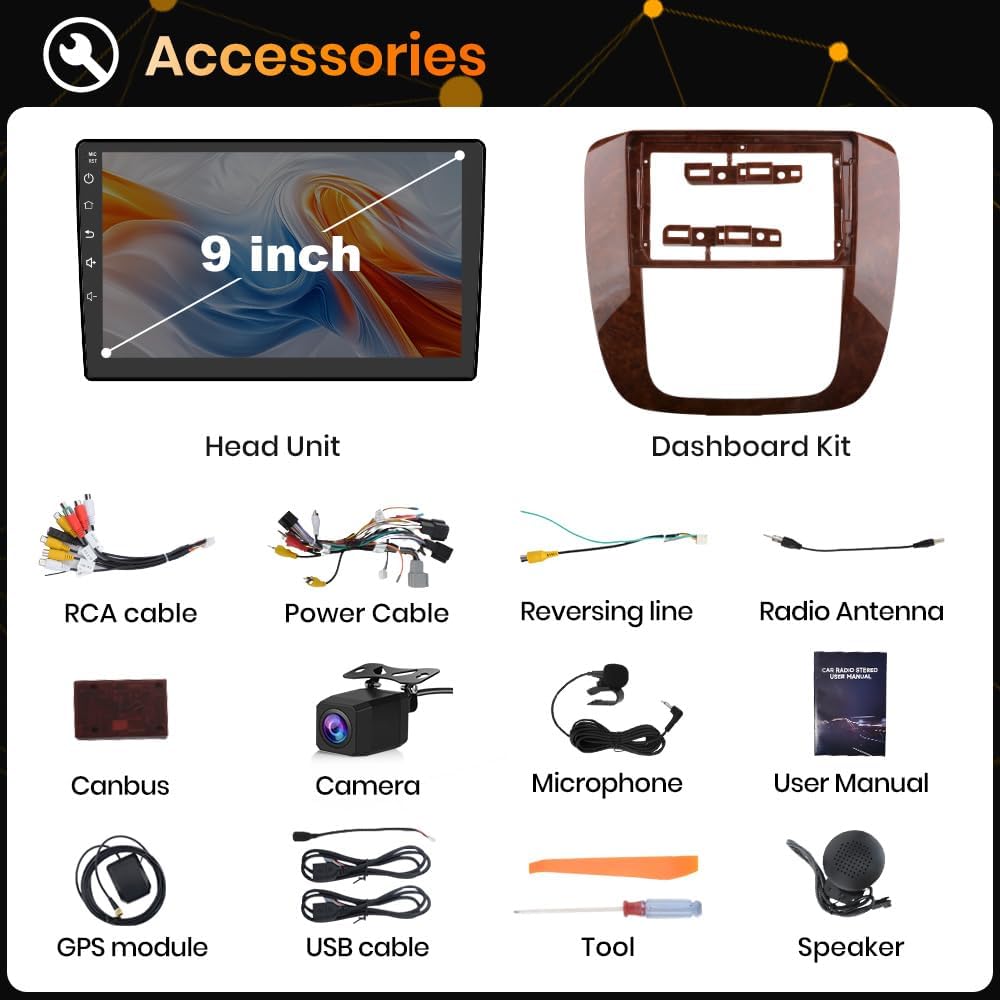 AWESAFE Android 13 Car Radio for GMC Yukon Chevrolet Chevy Silverado Tahoe Suburban 2007 2008 2009 2010 2011 2012 2013 with Wireless Carplay Android Auto 9 inch Head Unit