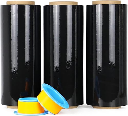 Miniatura 10 de BOMEI PACK Paquete de 3 envolturas elásticas transparentes de resistencia industrial de 12 pulgadas x 1000 pies, calibre 80 de grosor, adherencia