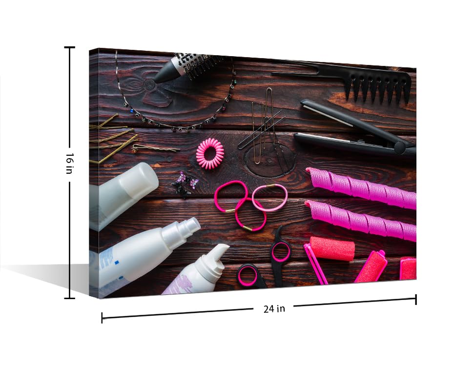 TISHIRON Professional Haircut Tools Canvas Paintings Wall Art Beauty Salon Artwork Haircut Accessories Pictures Home Decor 1 Pieces Posters and Prints Stretched and Framed Ready to Hang (16" Wx24 H) - Image 2