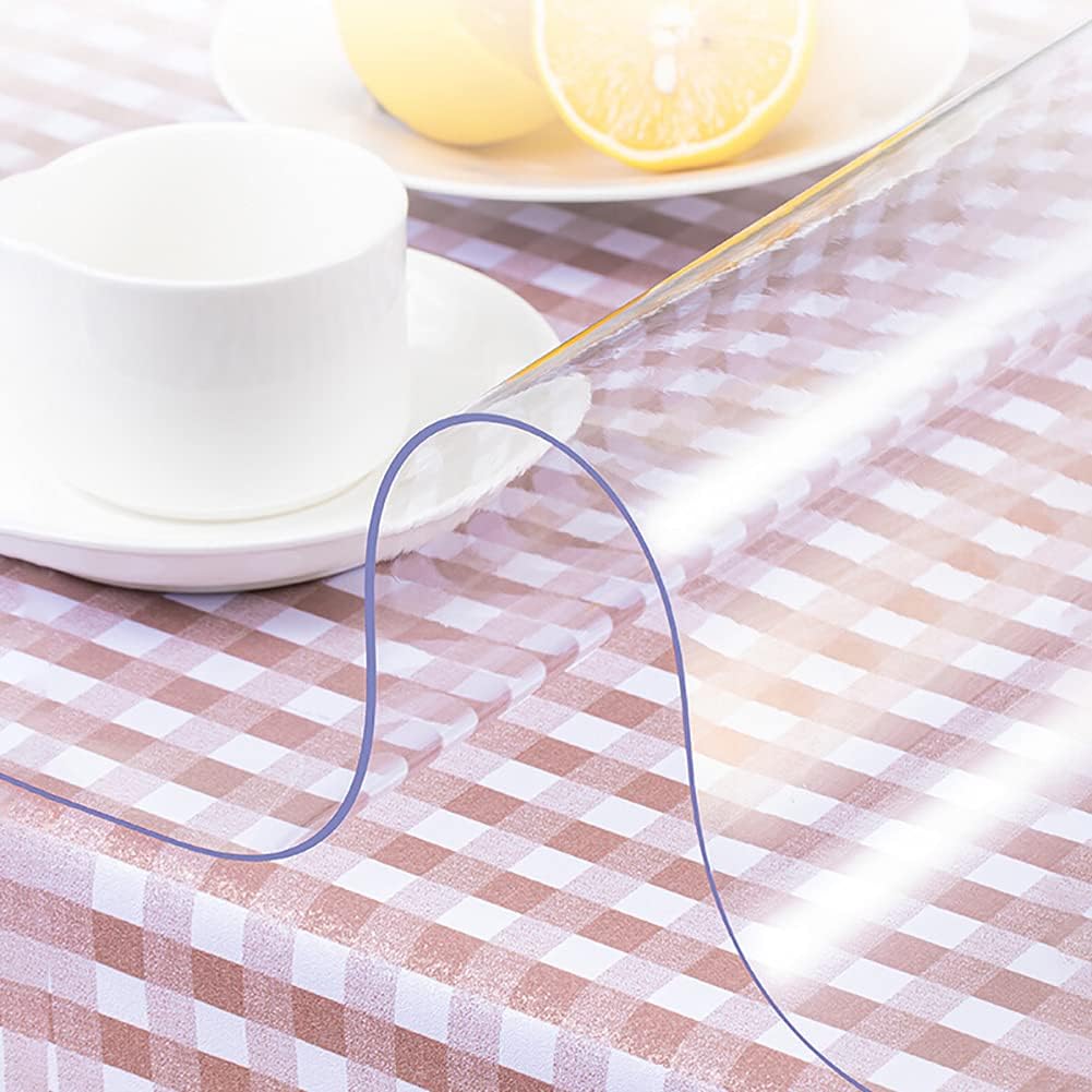 Clear Table Cover Protector,3mm Thick Wipeable Tablecloth,Anti-hot Table Mat Transparent Tablecloths,for Table/Desk Table Pads Table Covers Custom Size