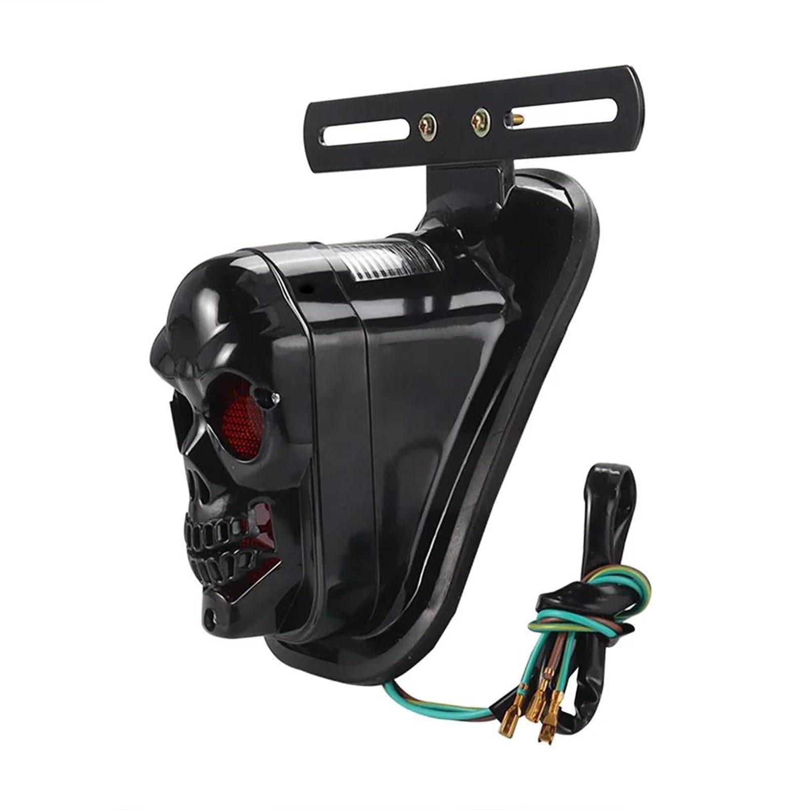 Moto Luce Luce Posteriore Per Motocicletta Con Teschio, Luce Freno, Targa, Per Suzuki Chopper, Per Cafe Racer, Fanale Posteriore Per Moto(Black)