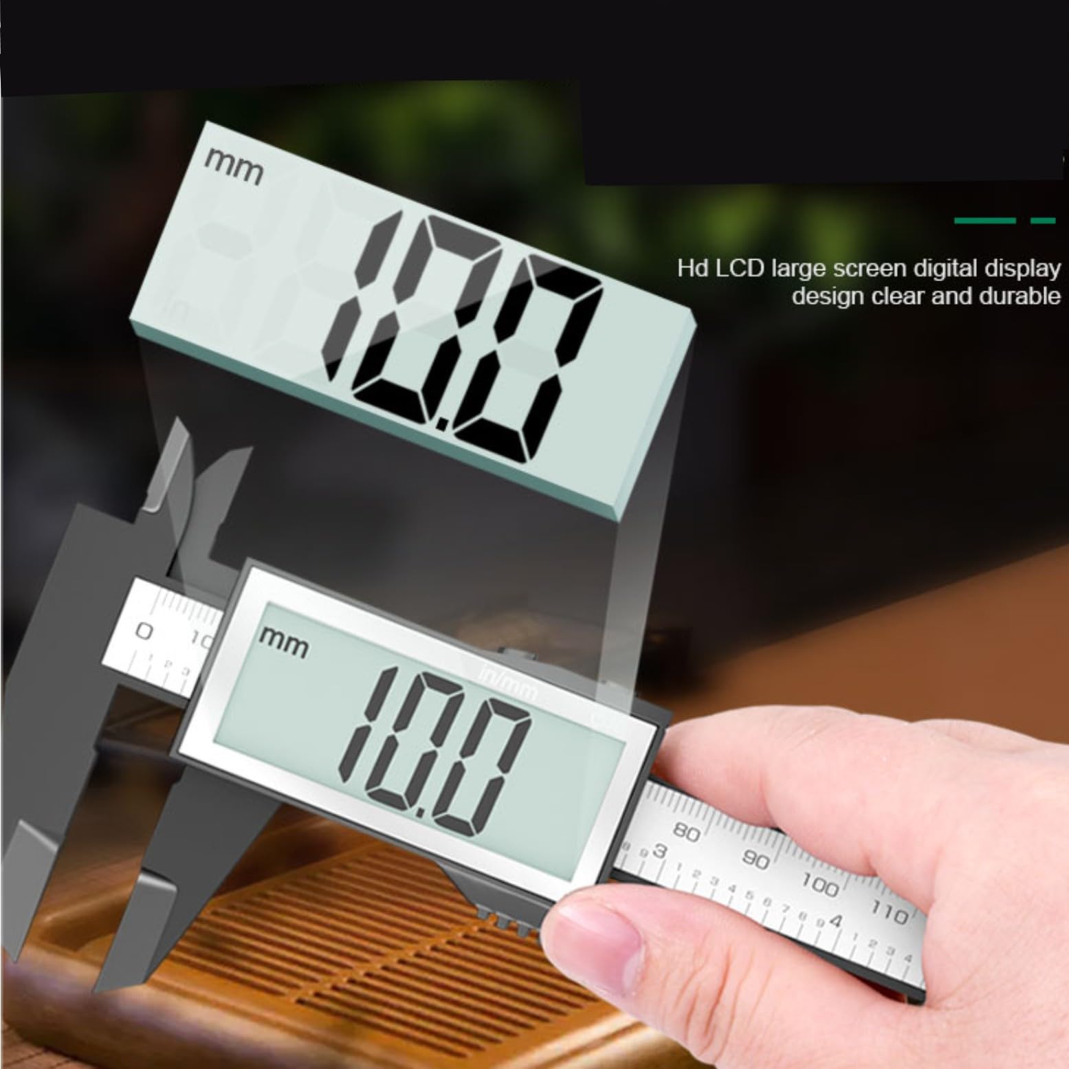 JZK calibro digitale elettronico da 150 mm in plastica con grande schermo LCD, 15 cm 6 pollici conversione metrica in pollici, misuratore di profondità, strumento di misura per diametro interno