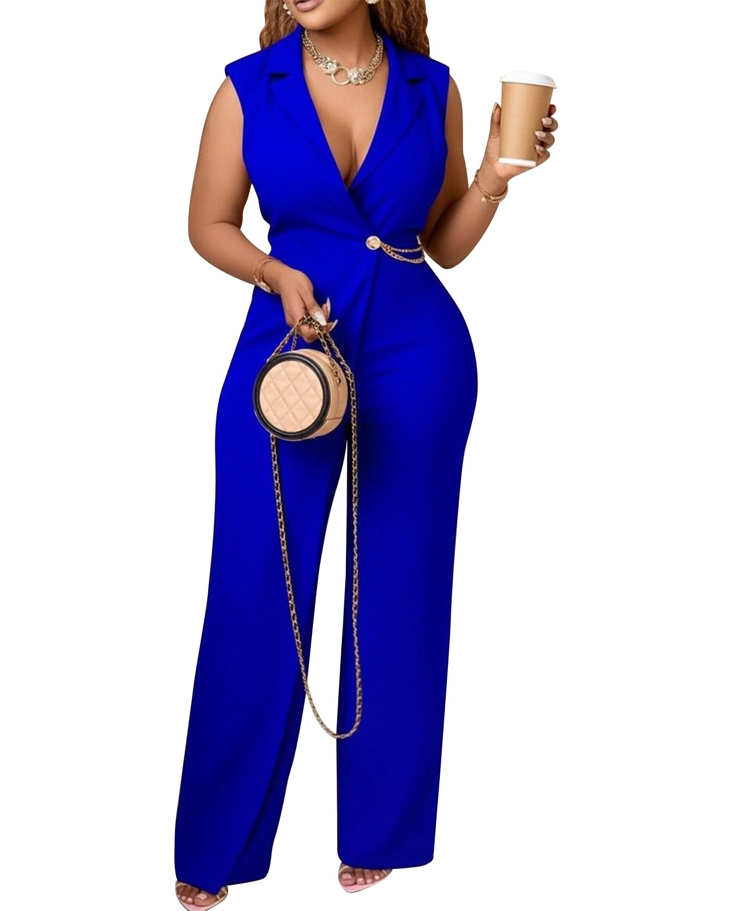 Voghtic V-Neck Wide Leg Jumpsuit