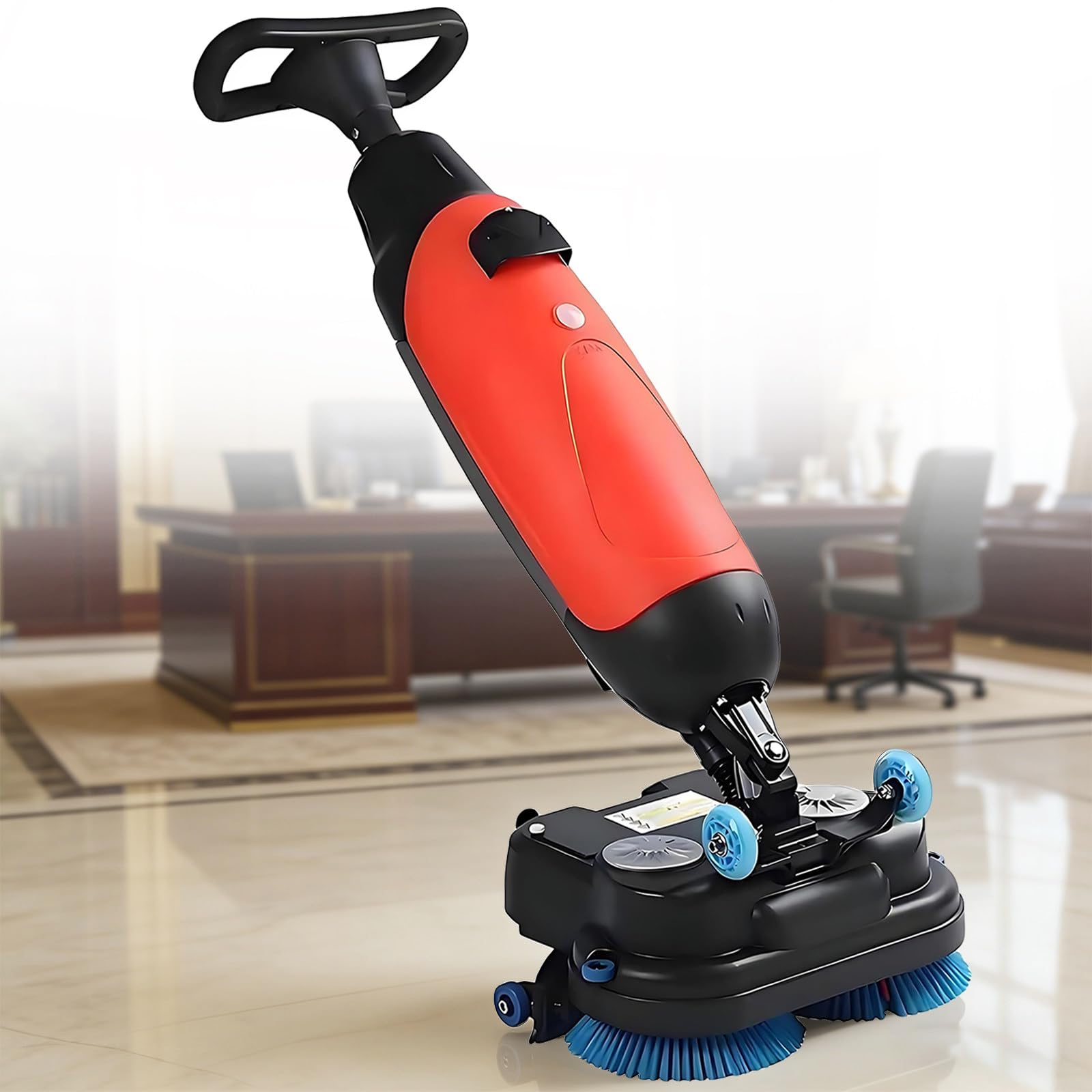 Fregadora de Suelos Profesional Ligera, Limpiadora de Suelos, Lavadora de Suelos Inalámbrica, Cepillos Dobles de 360°, 120-150min de Duración de Batería, para Hoteles, Oficinas y Tiendas Red
